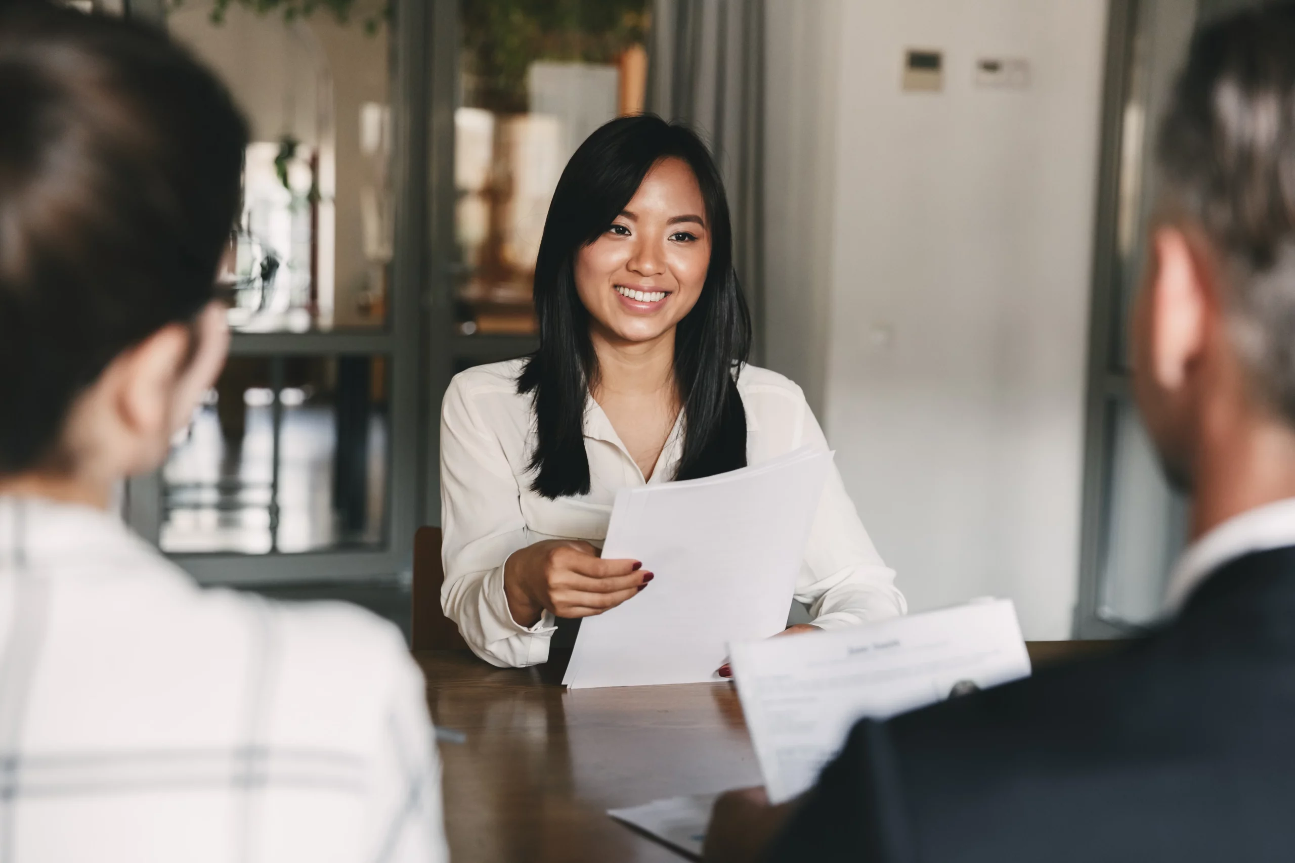 A lady reviewing her employment contract 